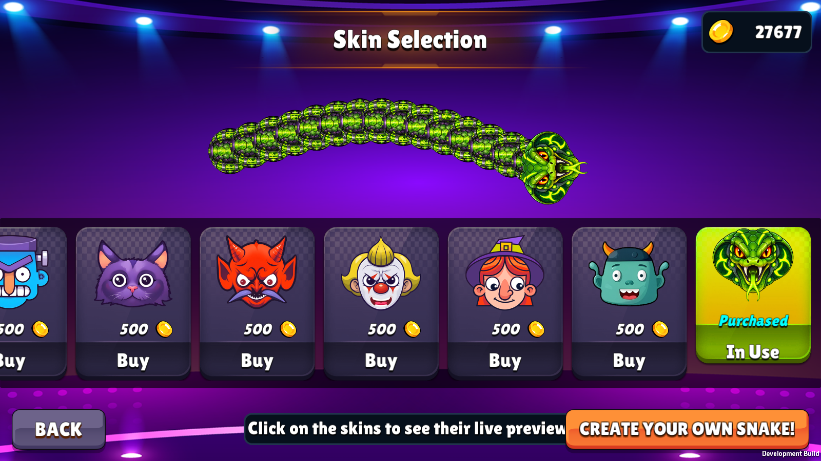 Vipers skin selection